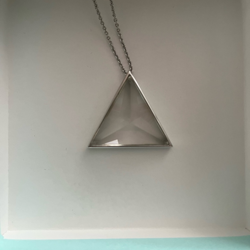 Crystal Triangle (CLARITY) NECKLACE - SILVER - Picture 6 of 14